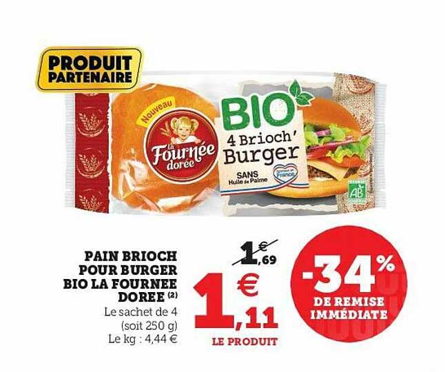Pain Brioche Por Burger Bio La Fournée Dorée
