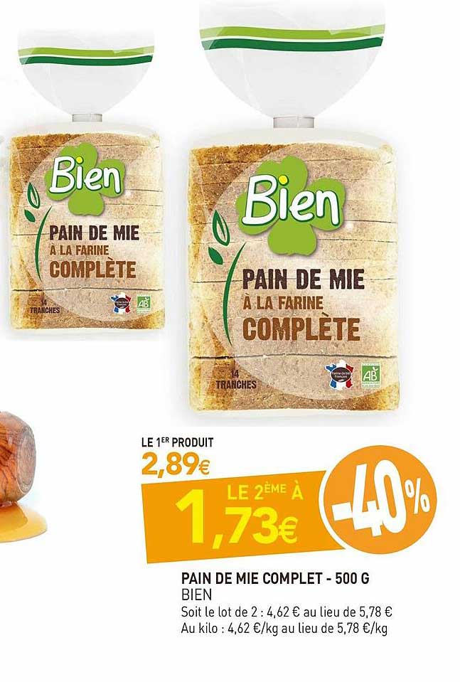 Pain De Mie Complet- 500 G Bien