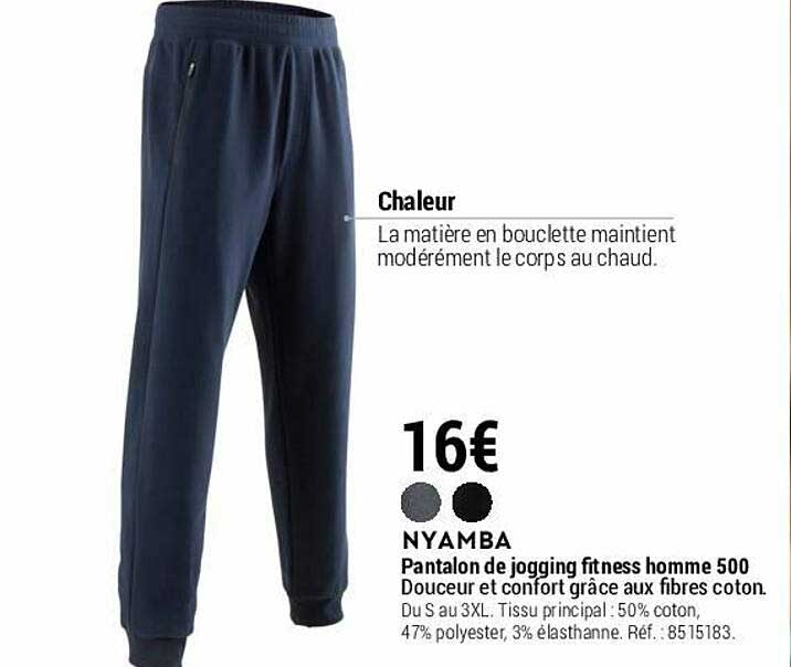 pantalon de jogging fitness homme 500 nyamba