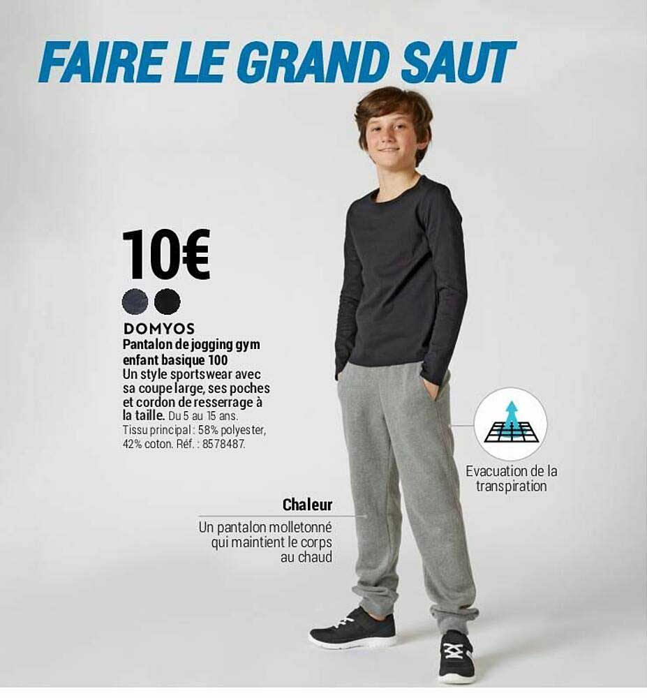 pantalon de jogging gym enfant basique 100 domyos