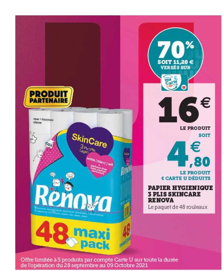 papier hygiénique 3 plis skincare renova