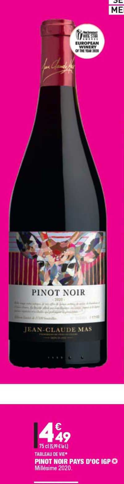 pinot noir pays d'oc igp tableau de vie