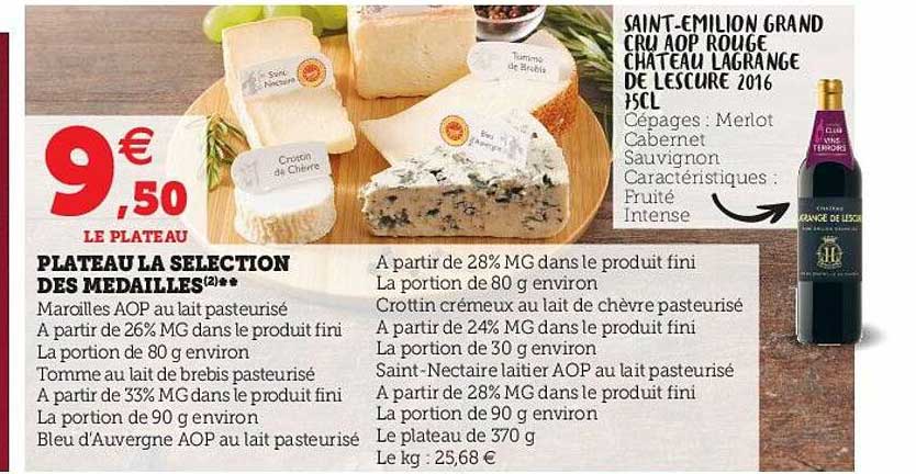 plateau la sélection des médailles, saint-émilion grand cru aop rouge château lagrange de lescure 2016