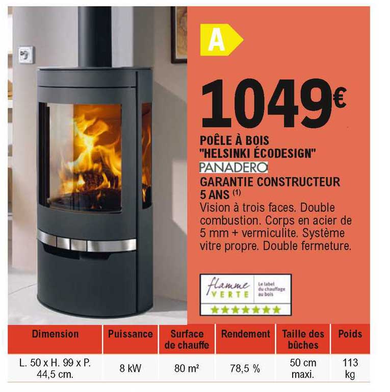poêle à bois "helsinki écodesign" panadero