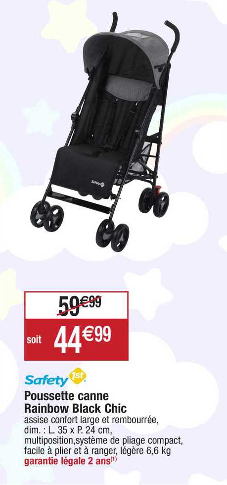 poussette canne rainbow black chic safety 1st