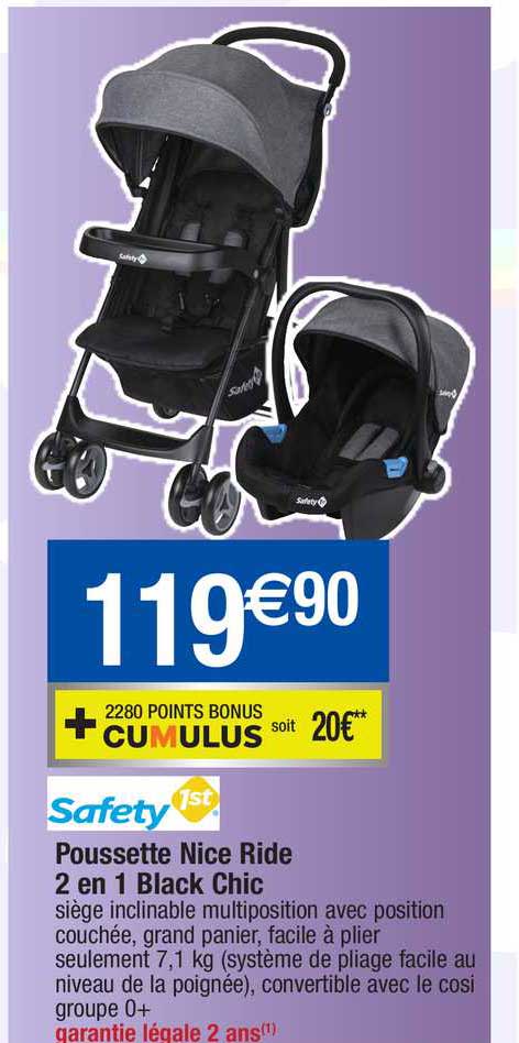 poussette nice ride 2 en 1 black chic safety 1st