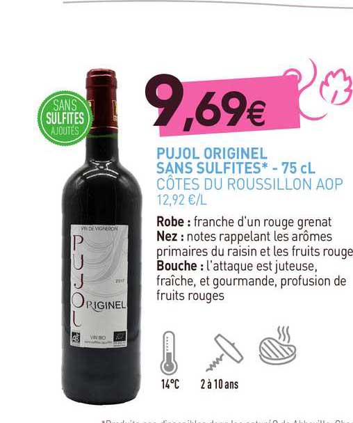 pujol originel sans sulfites - côtes du roussillon aop