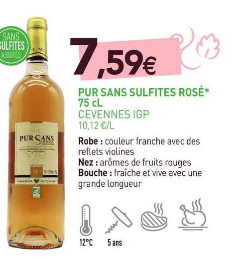 pur sans sulfites rosé - cevennes igp