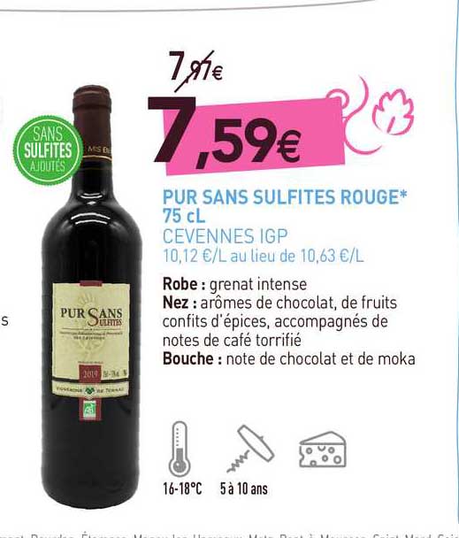 pur sans sulfites rouge - cevennes igp