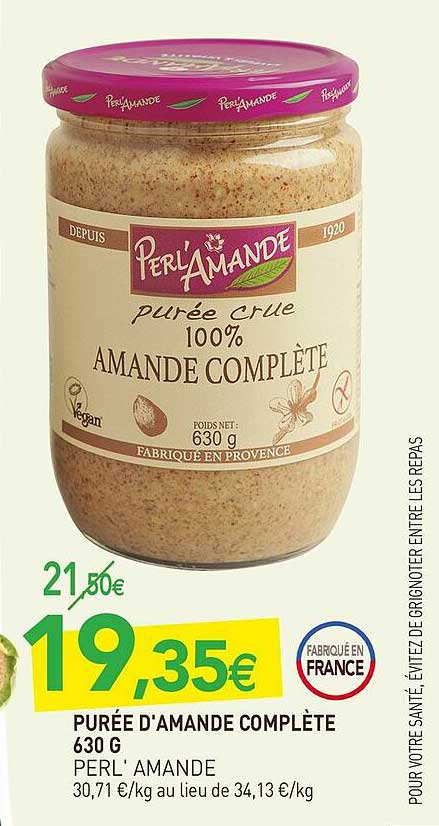 purée d'amande complète 630 g perl amande