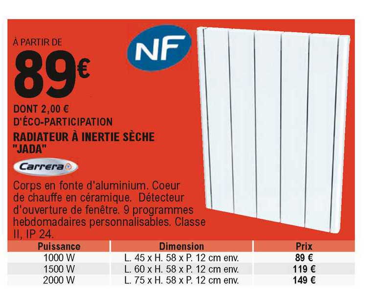 Radiateur à Inertie Sèche "jada" Carrera