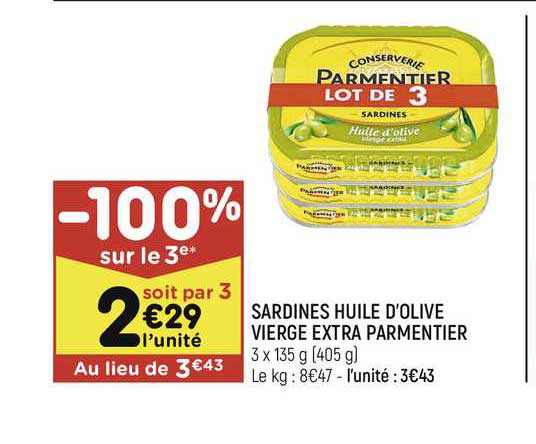 Sardines Huile D'olive Vierge Extra Parmentier