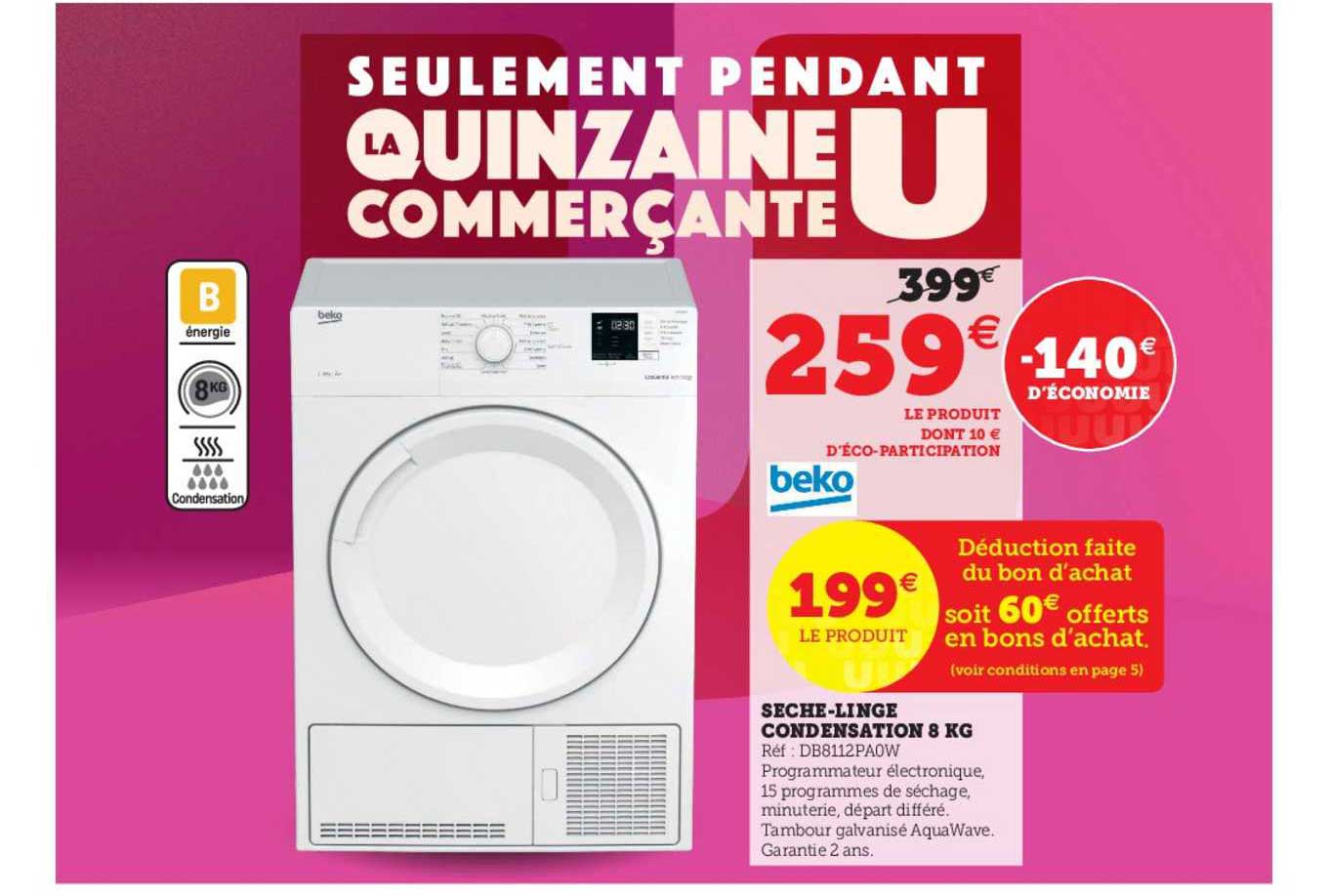 sèche-linge condensation 8 kg beko