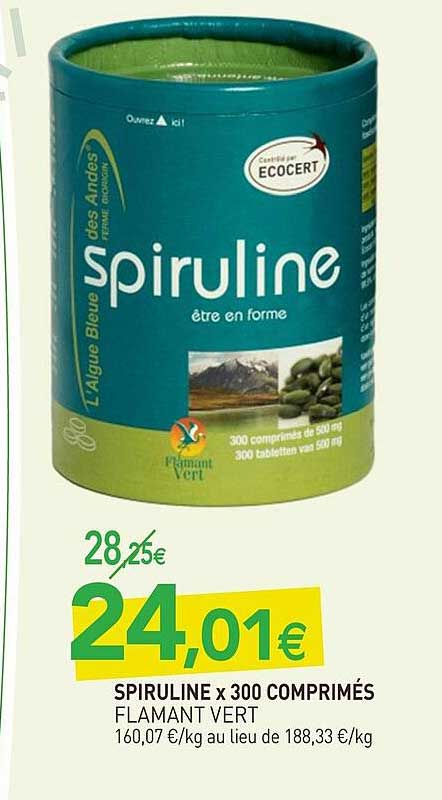 spiruline x300 comprimés flamant vert