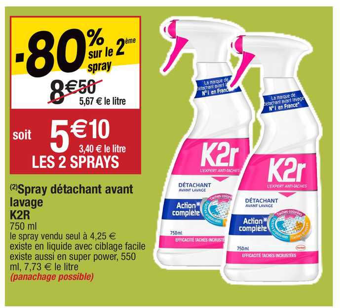 spray détachant avant lavage k2r