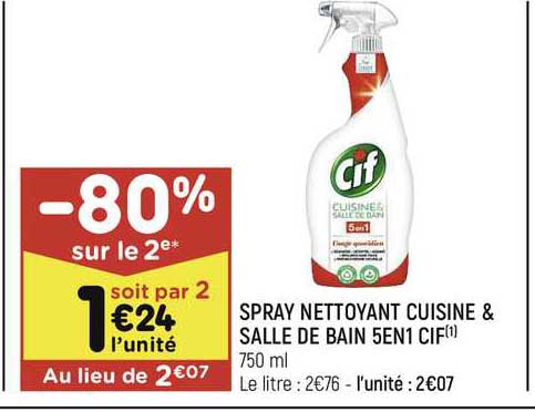 Spray Nettoyant Cuisine & Salle De Bain 5 En 1 Cif