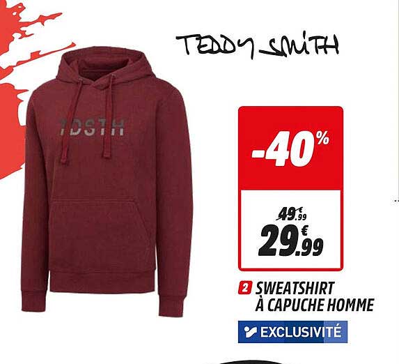 Sweatshirt à Capuche Homme Teddy Smith