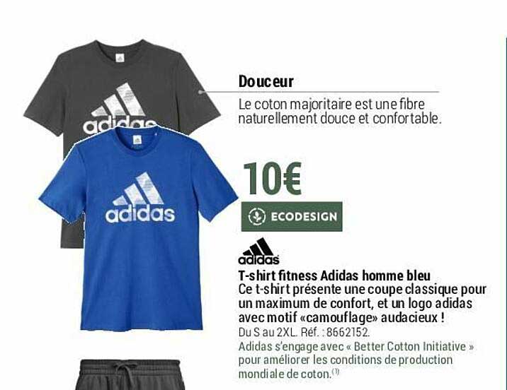 T-shirt Fitness Adidas Homme Bleu
