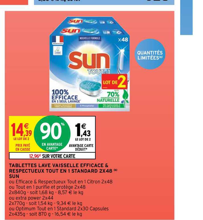 tablettes lave vaisselle efficace & respectueux tout en 1 standard 2x48 sun
