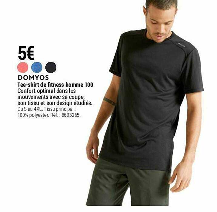 tee-shirt de fitness homme 100 domyos