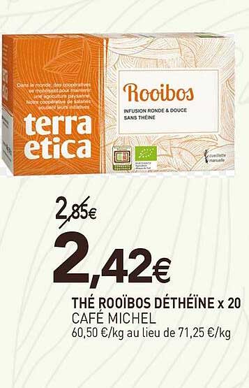 thé rooïbos déthéïne x20 café michel