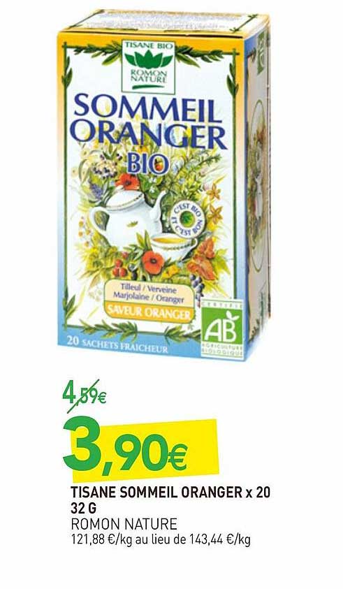 tisane sommeil oranger x20 32 g romon nature