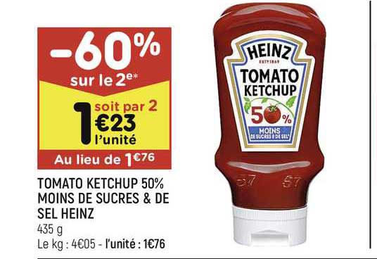 Tomato Ketchup 50% Moins De Sucres & De Sel Heinz
