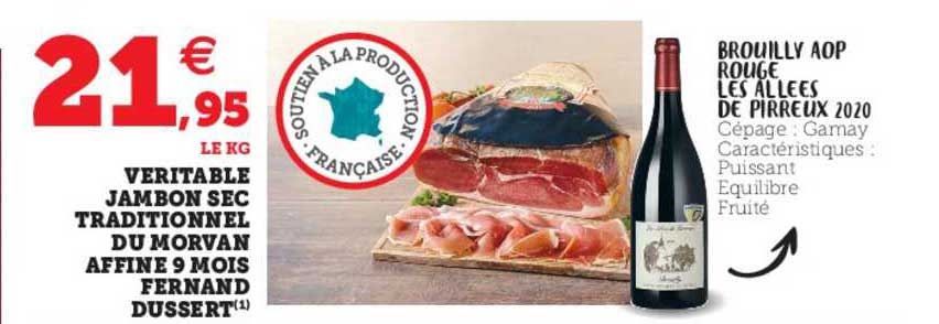 véritable jambon sec traditionnel du morvan affiné 9 mois fernand dussert