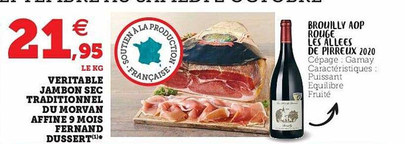 véritable jambon sec traditionnel du morvan affiné 9 mois fernand dussert