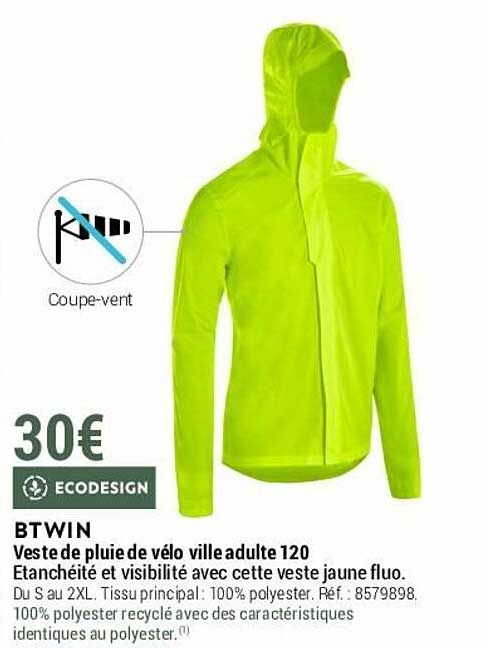 veste de pluie de vélo ville adulte 120 btwin