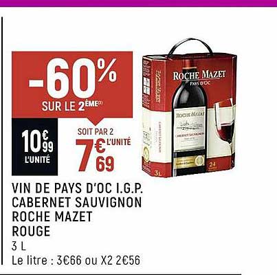 vin de pays d'oc i.g.p. cabernet sauvignon roche mazet rouge