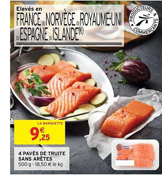 4 pavés de truite sans  arêtes