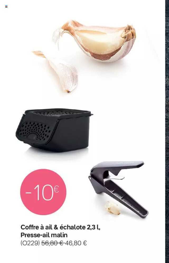 Coffre à Ail & échalote 2,3l, Presse-ail Malin