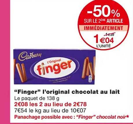 "finger" l'original chocolat au lait