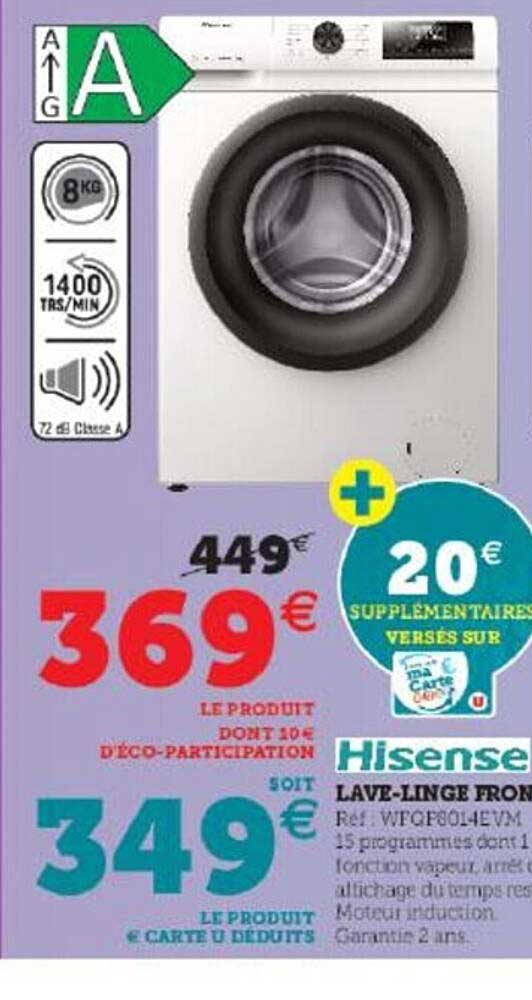 lave-linge frontal 8 kg hisense