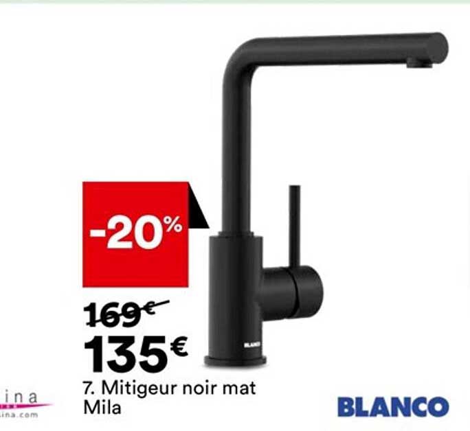 mitigeur noir mat mila blanco