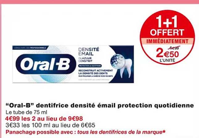 "oral-b" dentifrice densité émail protection quotidienne