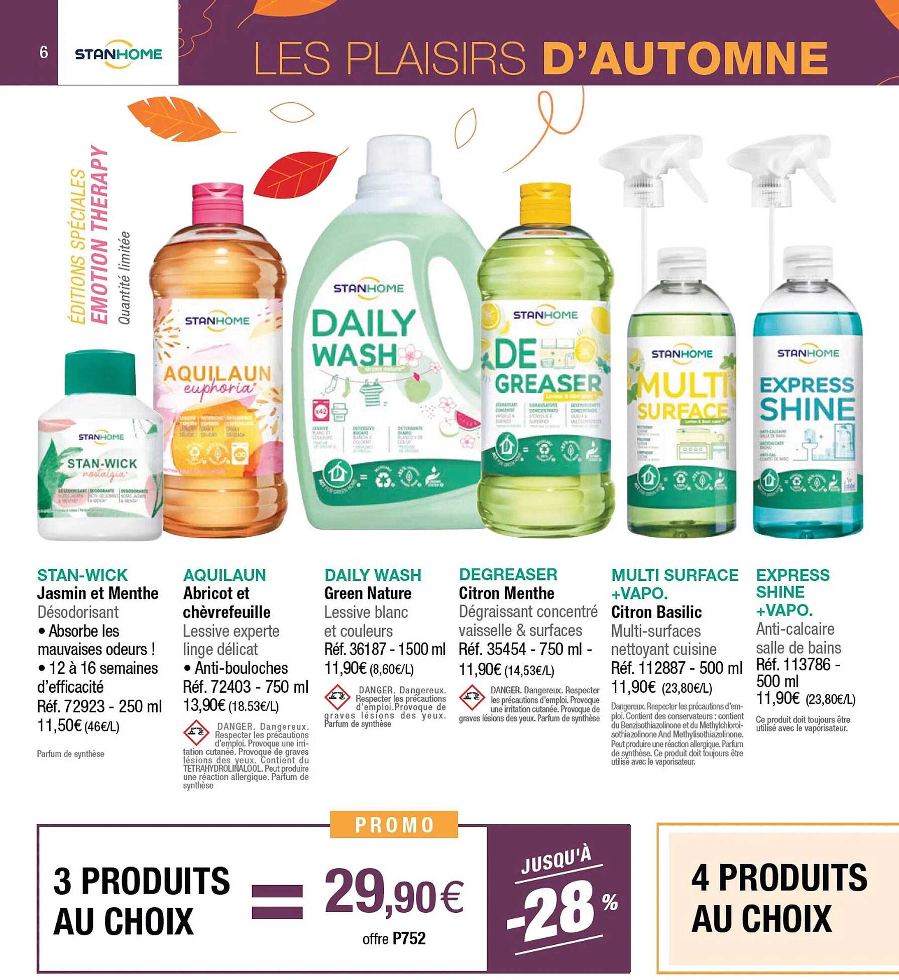 stan-wick, aquilaun, daily wash, degreaser, multi surface + vapo, express shine + vapo stanhome