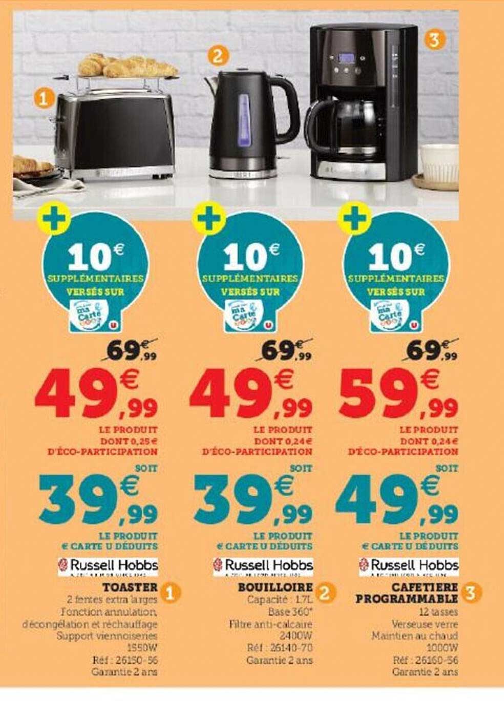 toaster russell hobbs, bouilloire russell hobbs, cafetière programmable russell hobbs