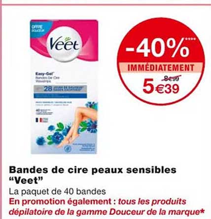 bandes de cire peaux sensibles "veet"