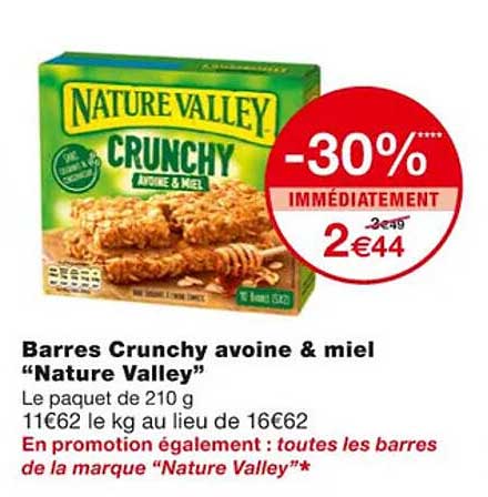 barres crunchy avoine & miel "nature valley"