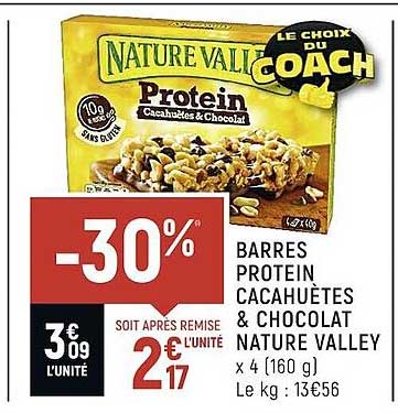 barres protein cacahuètes & chocolat nature valley
