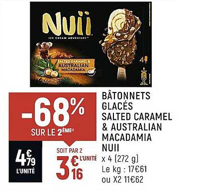 bâtonnets glacés salted caramel & australian macadamia nuii