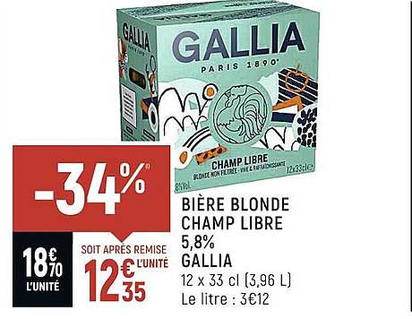 bière blonde champ libre 5,8% gallia