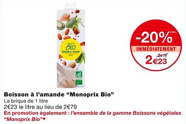 boisson à l'amande "monoprix bio"