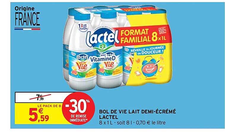 bol de vie lait demi-écrémé lactel