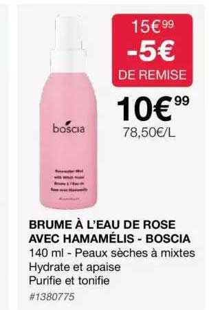 brume à l'eau de rose avec hamamélis - boscia