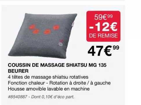 coussin de massage shiatsu mg 135 beurer