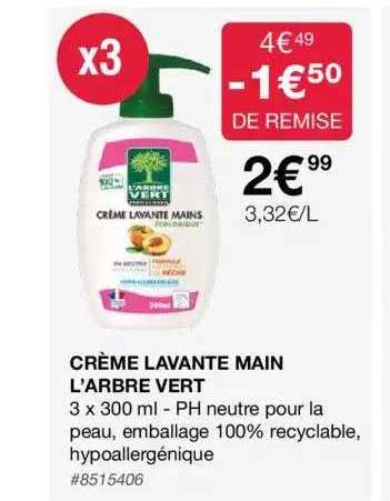 crème lavante main l'arbre vert
