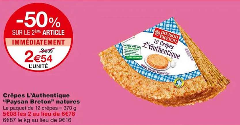 crêpes l'authentique "paysan breton" natures